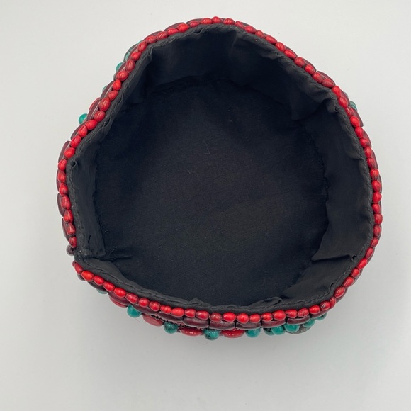 Tibetan Beaded Hat Ceremonial Headdress Red Coral Turquoise Black Colored Beads - Picture 6 of 6